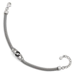 Sterling Silver Black and White CZ with 1.5 ext. Bracelet