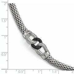 Sterling Silver Black and White CZ with 1.5 ext. Bracelet