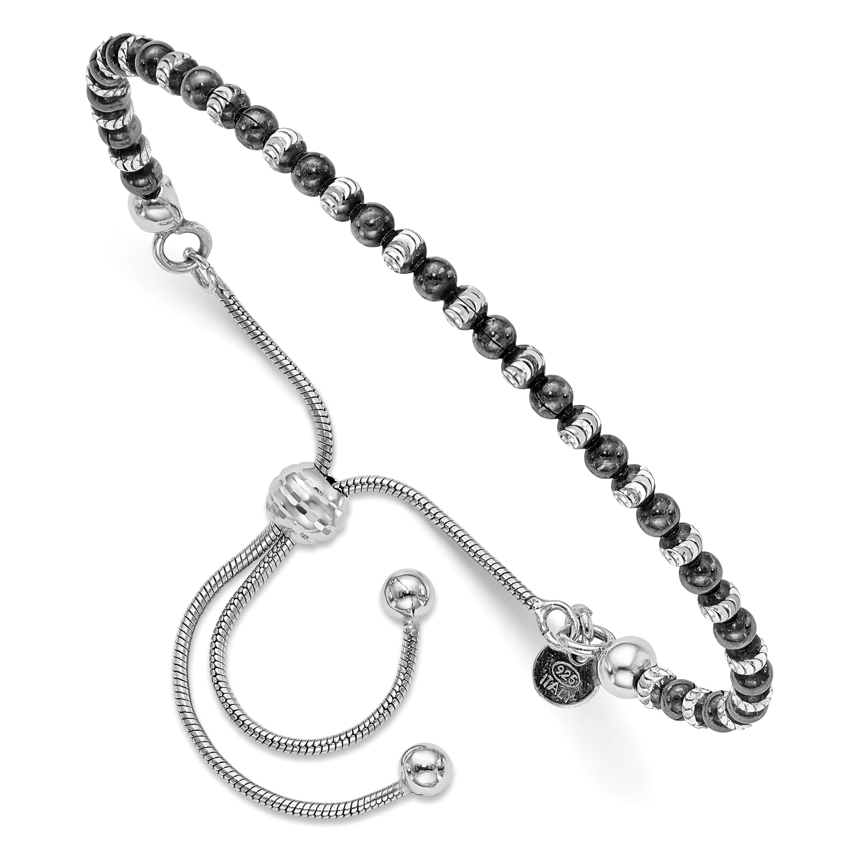 Sterling Silver Ruthenium-plated D/C Adjustable Bracelet Main image
