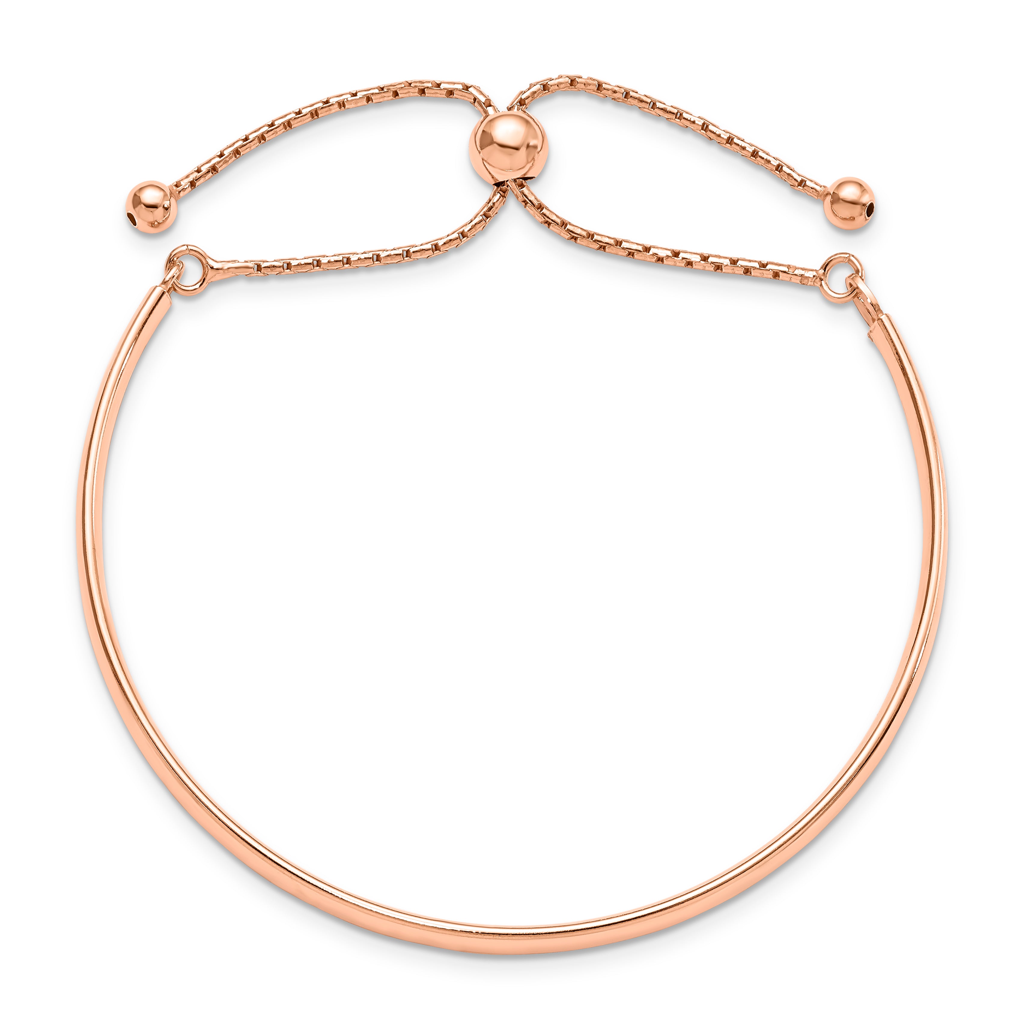 Sterling Silver Rose Gold-plated Polished Adjust Bangle