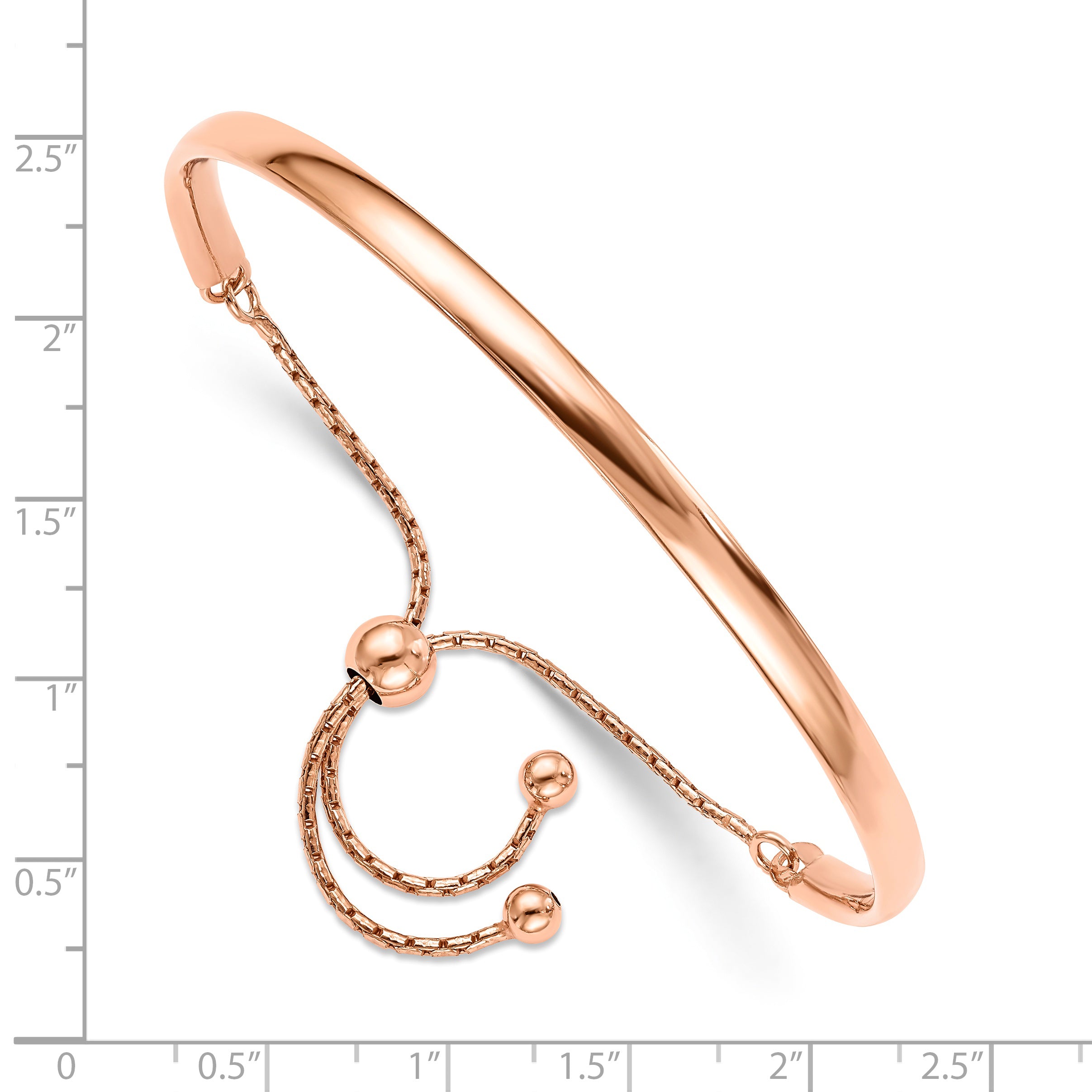 Sterling Silver Rose Gold-plated Polished Adjust Bangle Secondary image