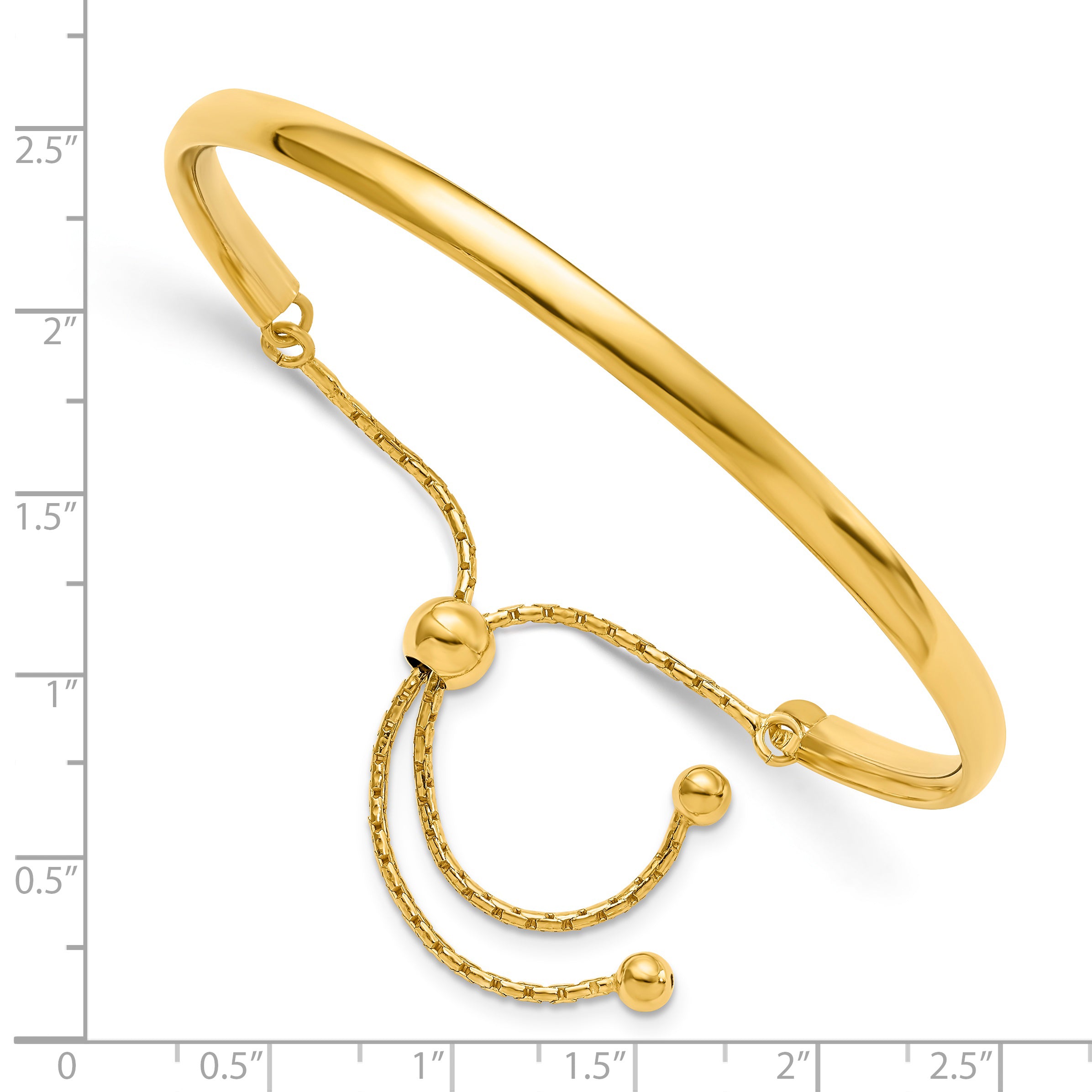 Sterling Silver Gold-plated Polished Adjustable Bangle Secondary image