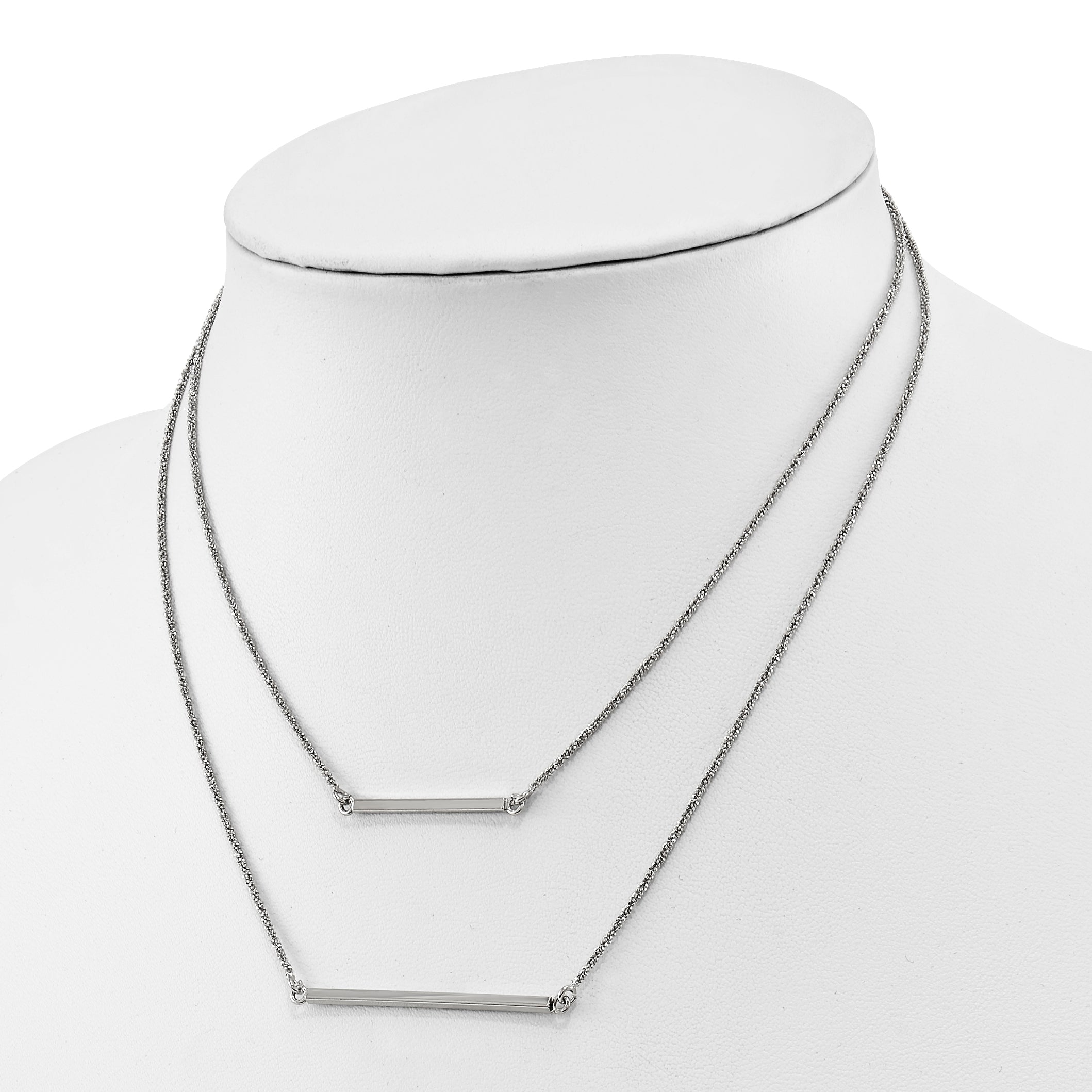 Sophia Jewelers Elegant 925 Sterling Silver Double Strand Necklace Secondary image
