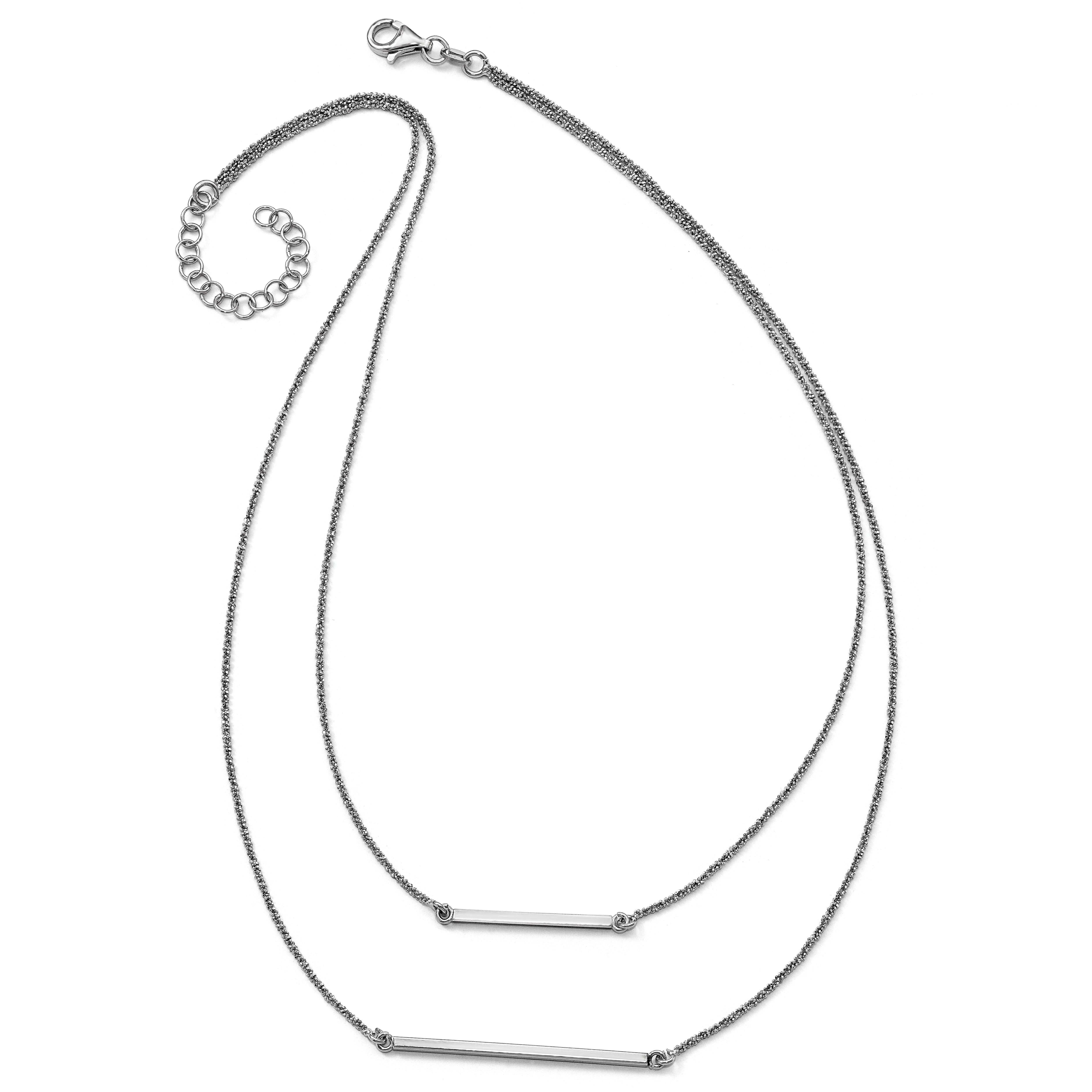 Sophia Jewelers Elegant 925 Sterling Silver Double Strand Necklace
