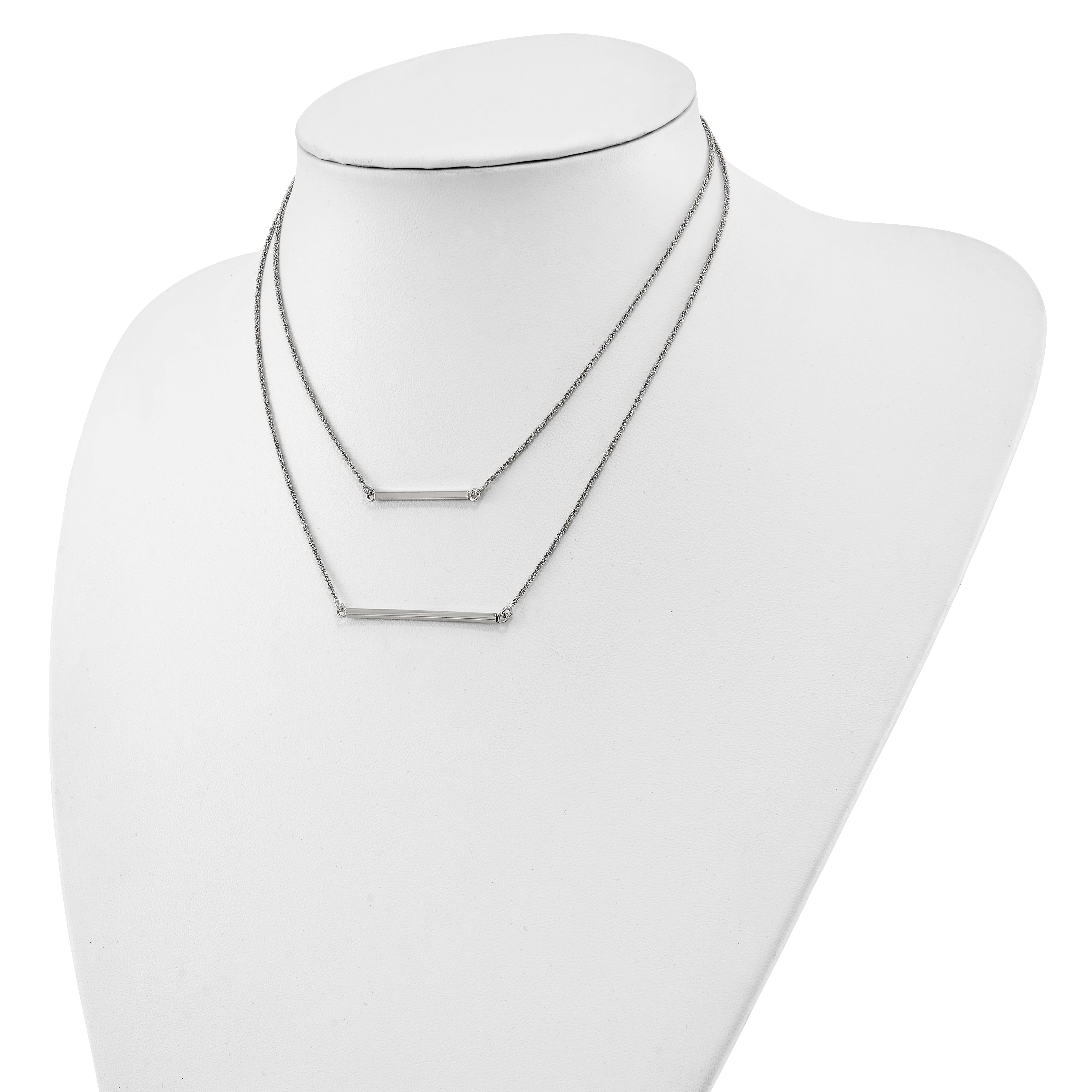 Sophia Jewelers Elegant 925 Sterling Silver Double Strand Necklace