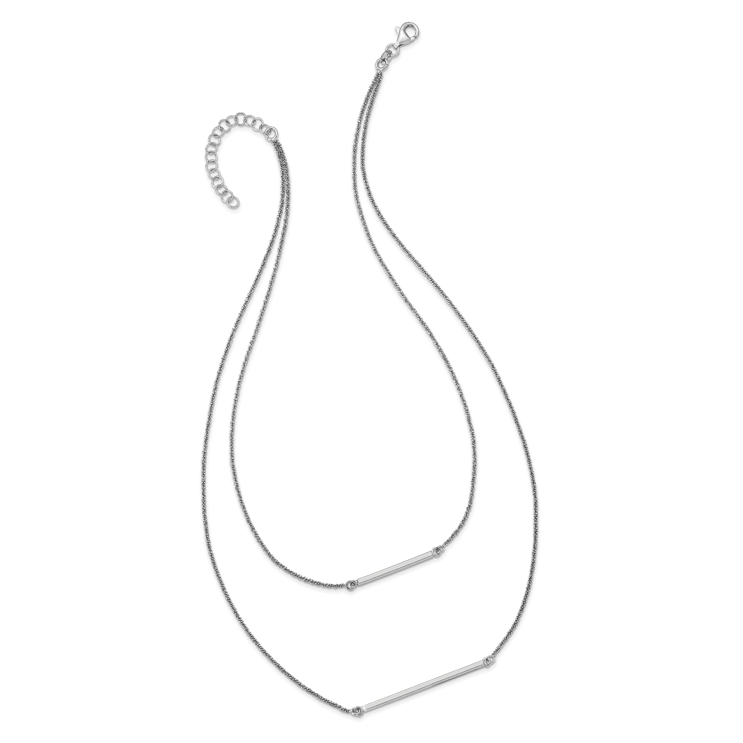 Sophia Jewelers Elegant 925 Sterling Silver Double Strand Necklace
