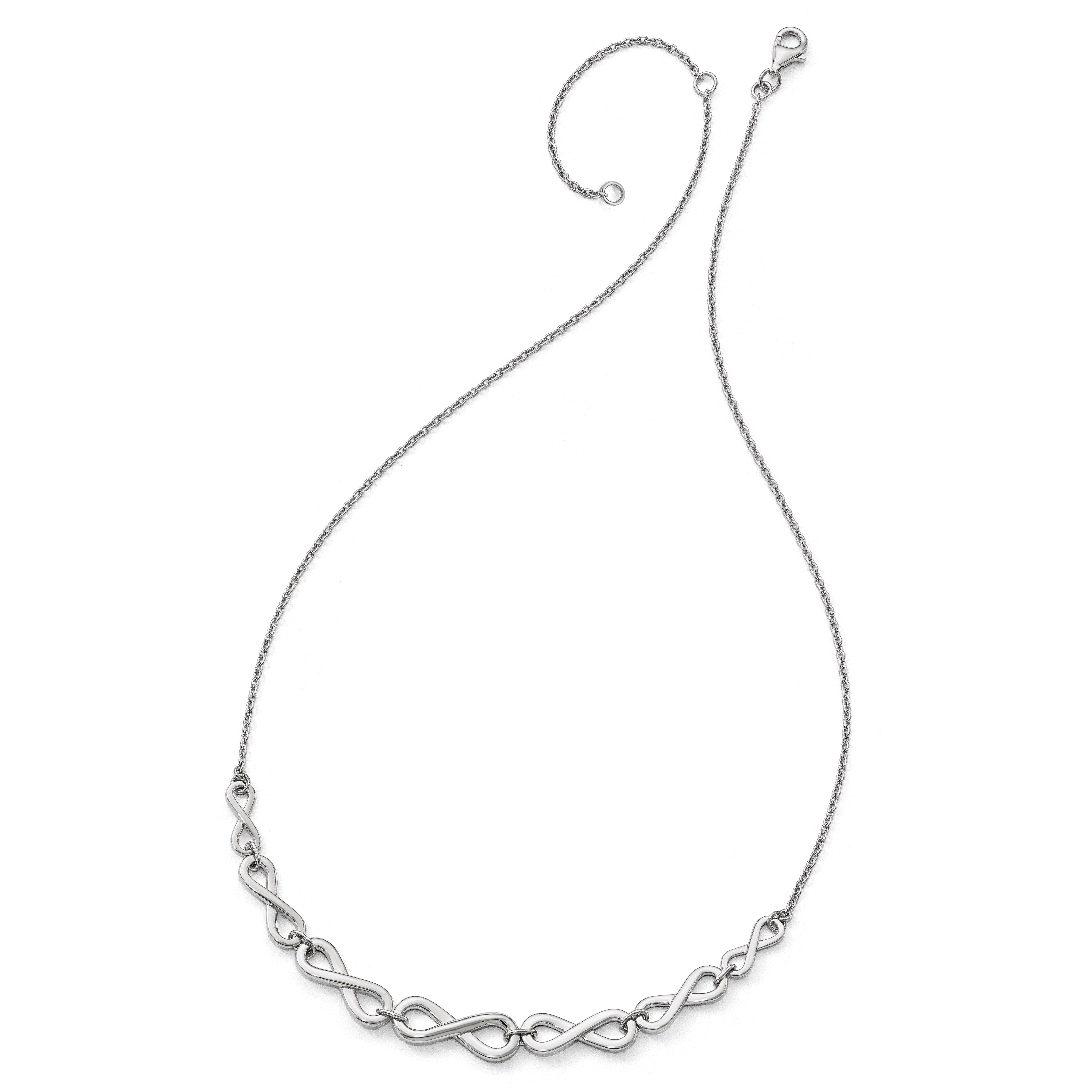 Sterling Silver RH-plat Polished Infinity w/2in ext. Necklace
