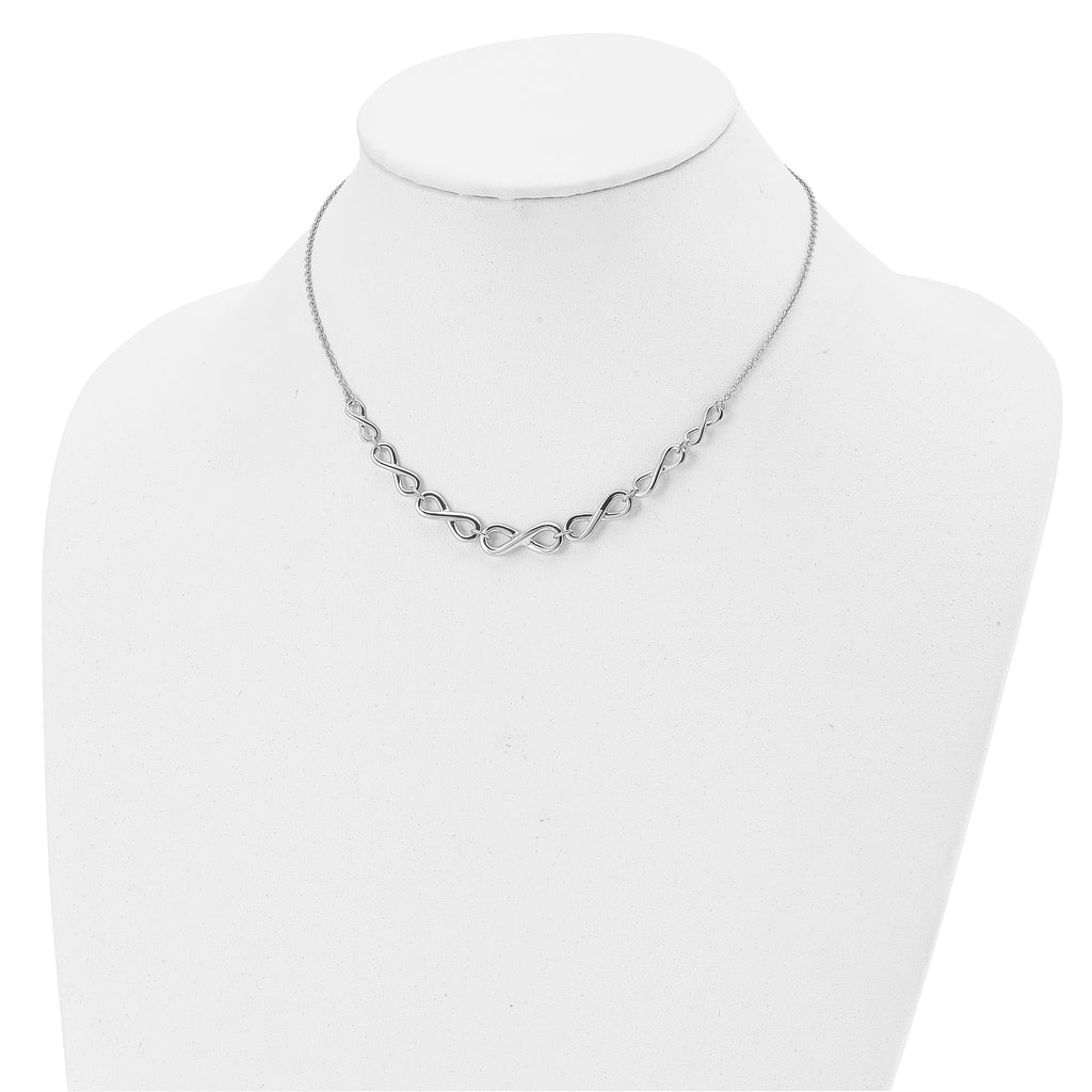 Sterling Silver Infinity Necklace with Polished Finish and Extender