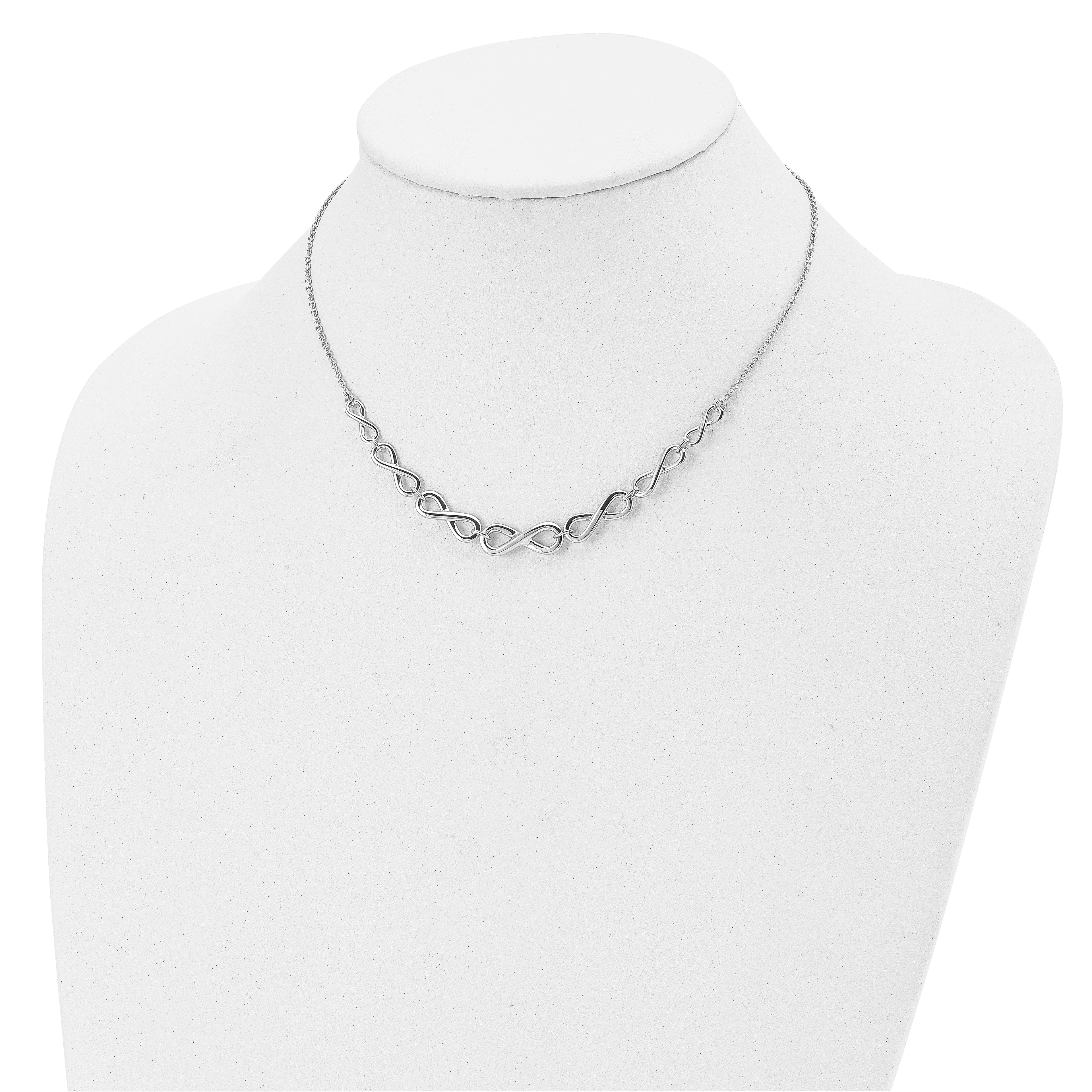 Sterling Silver Infinity Necklace with Polished Finish and Extender