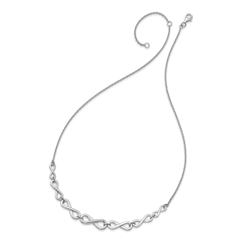 Sterling Silver Infinity Necklace with Polished Finish and Extender