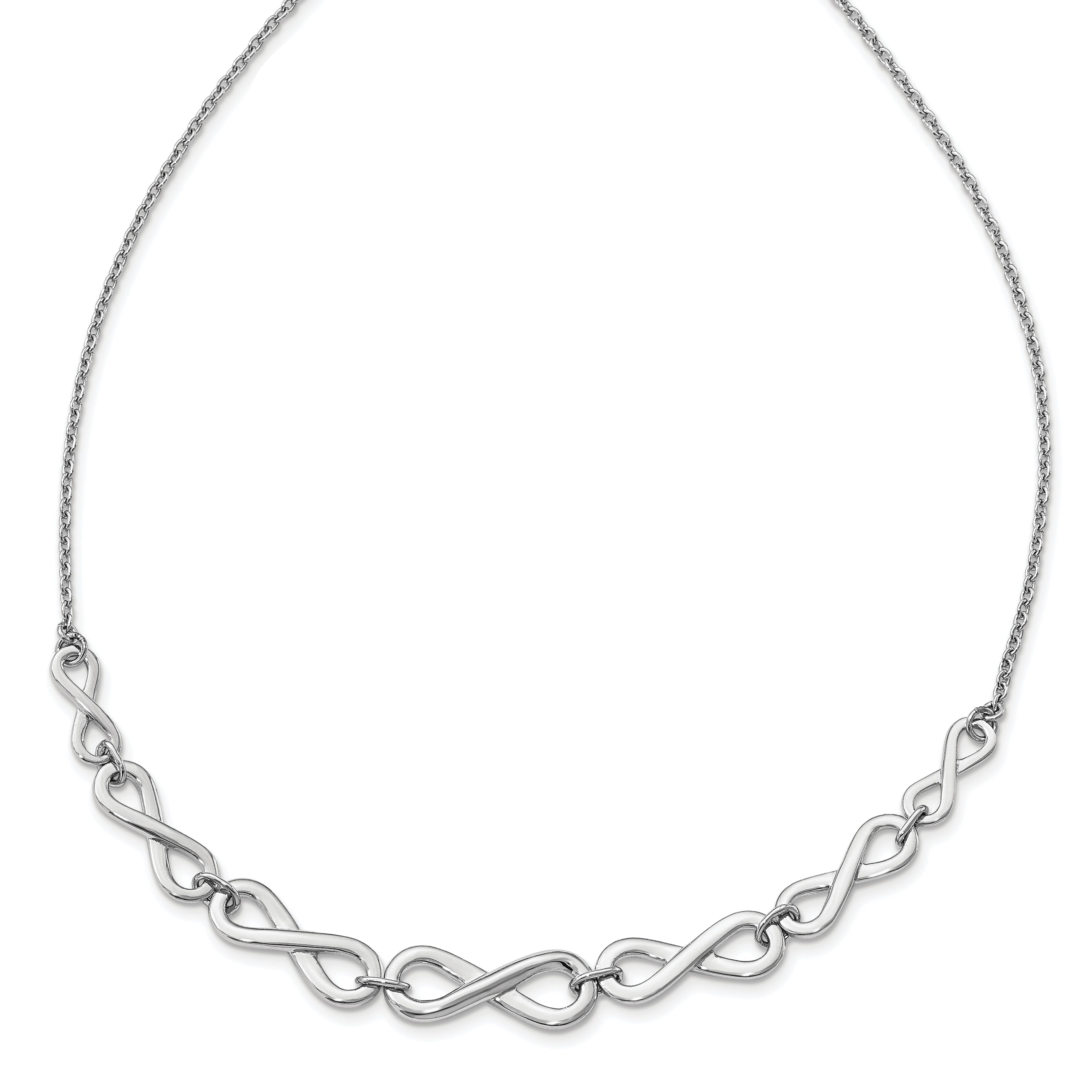 Sterling Silver RH-plat Polished Infinity w/2in ext. Necklace Main image