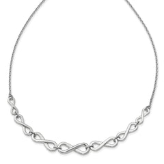 Sterling Silver RH-plat Polished Infinity w/2in ext. Necklace