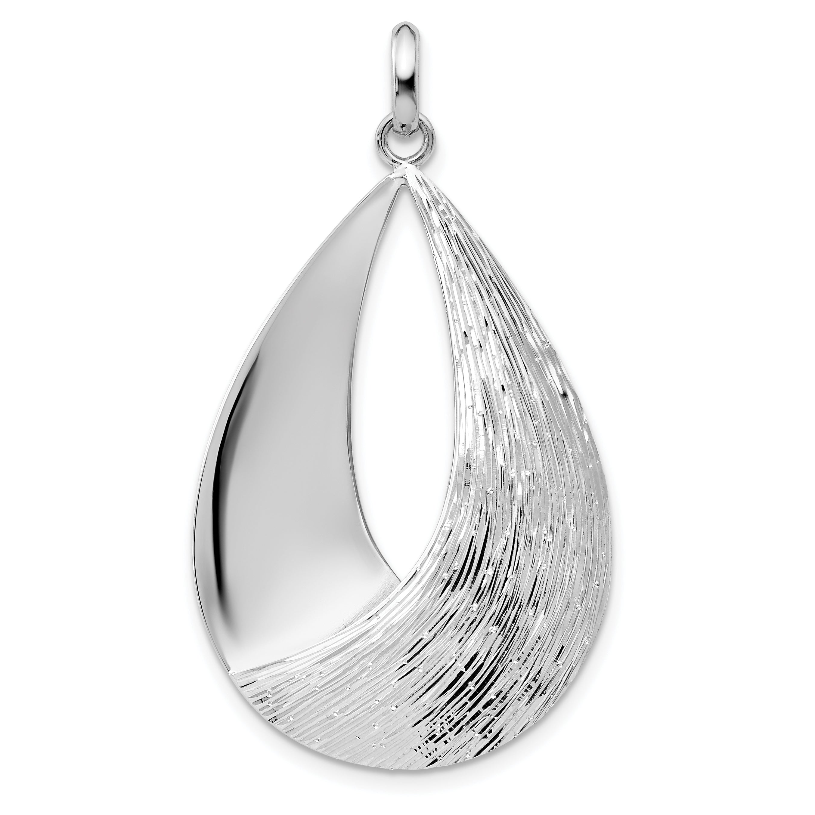 Sterling Silver Radiant Esse RH-plat Polish/Textured Pendant