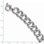 Sterling Silver Polished Textured Bracelet- Fancy Spring Ring