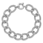 Sterling Silver Polished Textured Bracelet