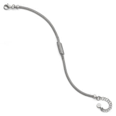 Sterling Silver Rhodium-plated CZ with 1.5in ext. Bracelet - 7