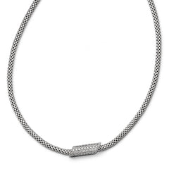 Sterling Silver Rhodium-plated CZ with 2in ext. Necklace