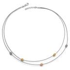Sterling Silver Two-Tone Mesh Necklace with Bead Accents