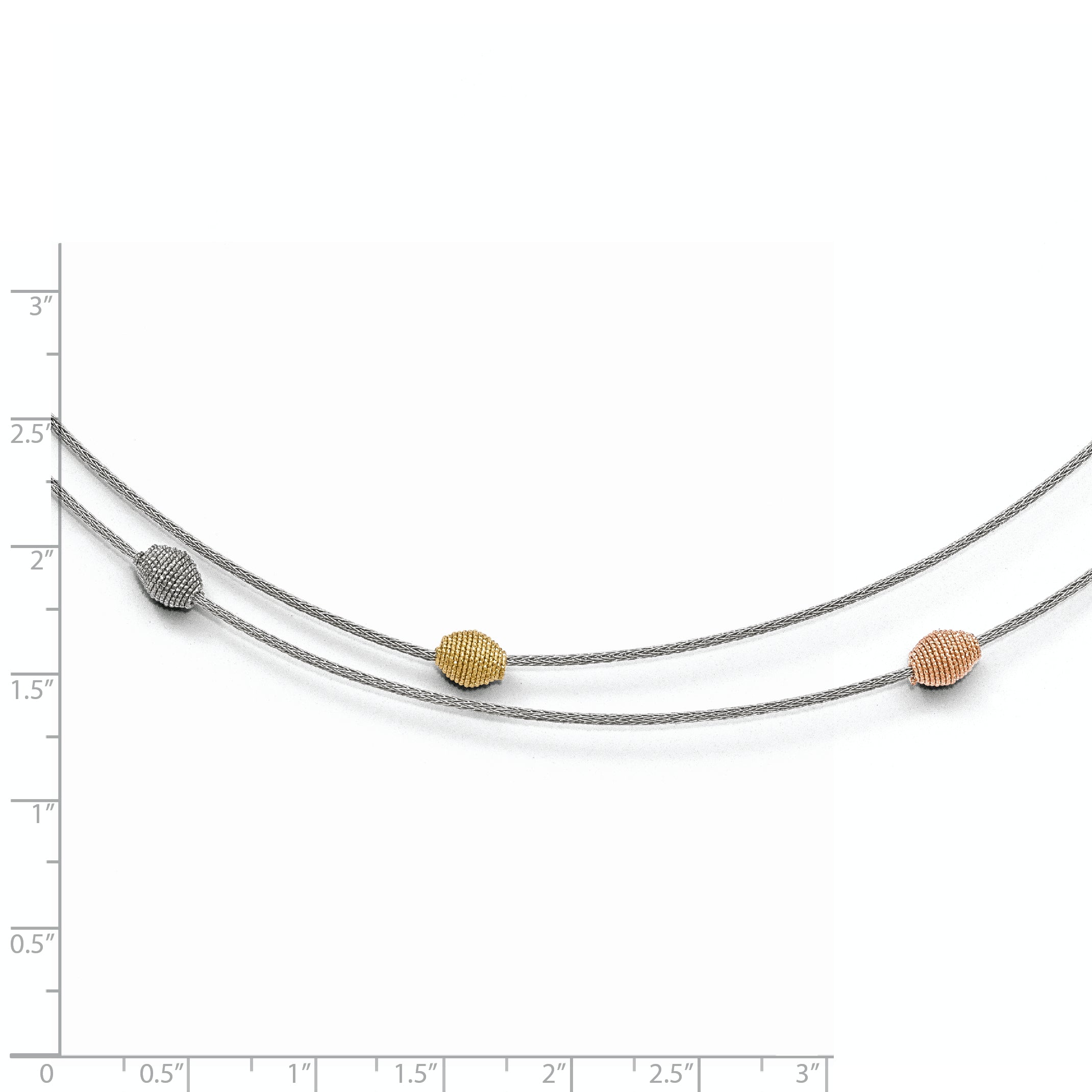 Sterling Silver Two-Tone Mesh Necklace with Bead Accents