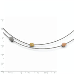 Sterling Silver Two-Tone Mesh Necklace with Bead Accents