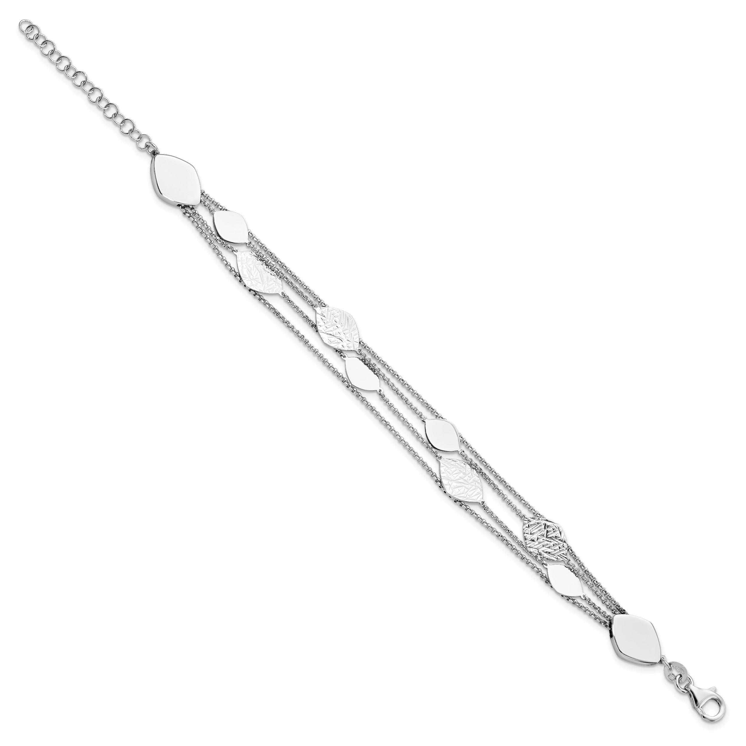 Sterling Silver Polished D/C 4-strand with 1.5in ext. Bracelet