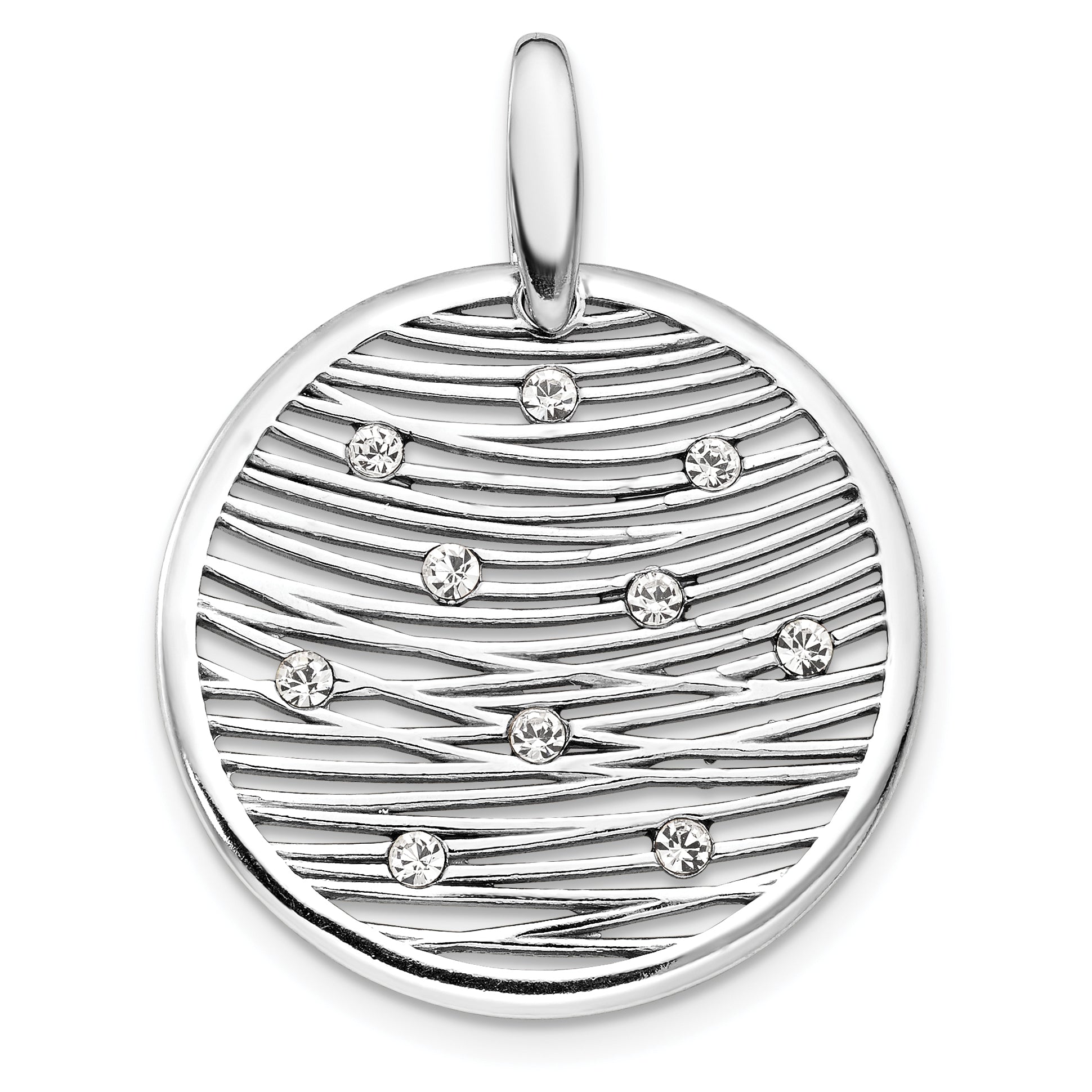 Sterling Silver RH-plated Polished Preciosa Crystal Pendant