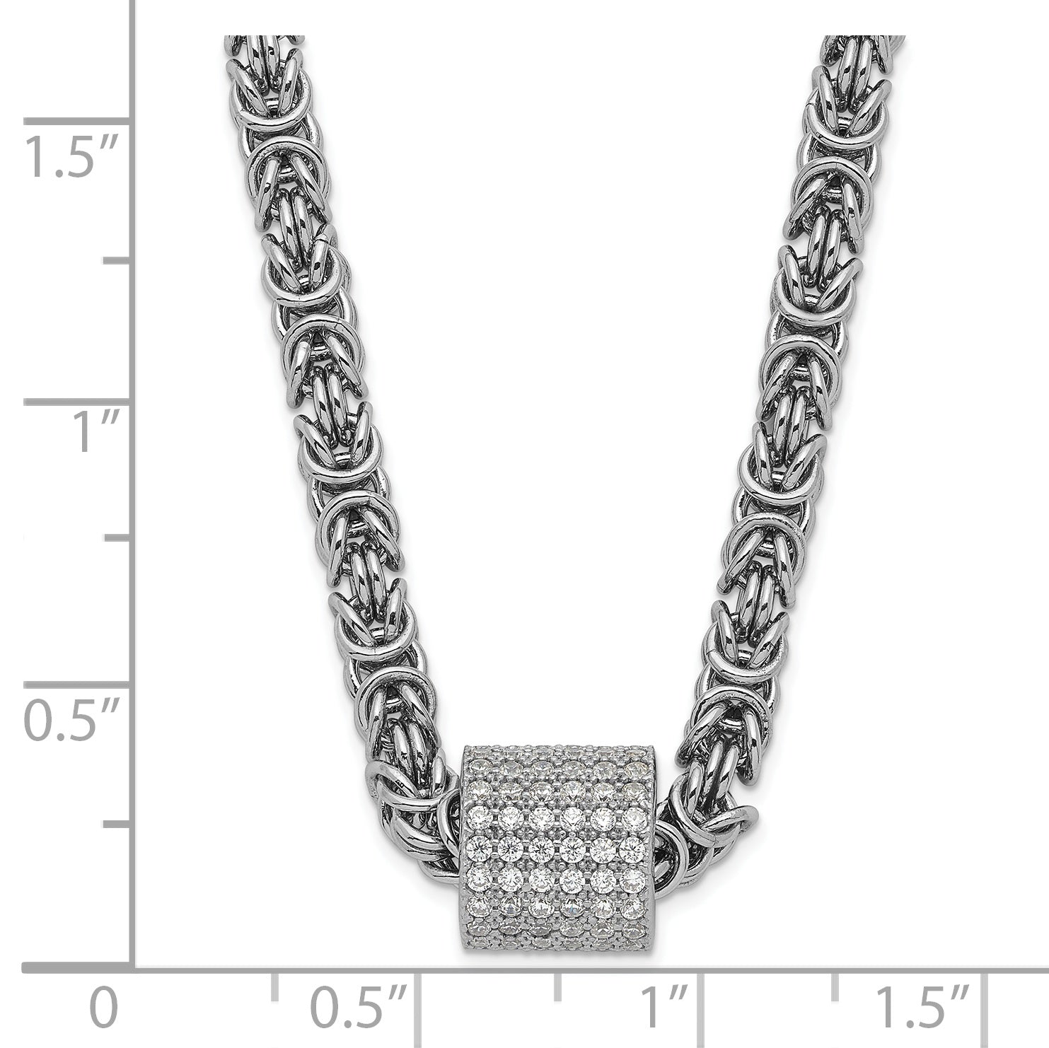 Sophia Jewelers Sterling Silver 925 CZ Byzantine Chain Necklace 18