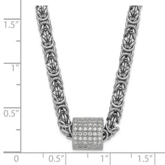 Sophia Jewelers Sterling Silver 925 CZ Byzantine Chain Necklace 18