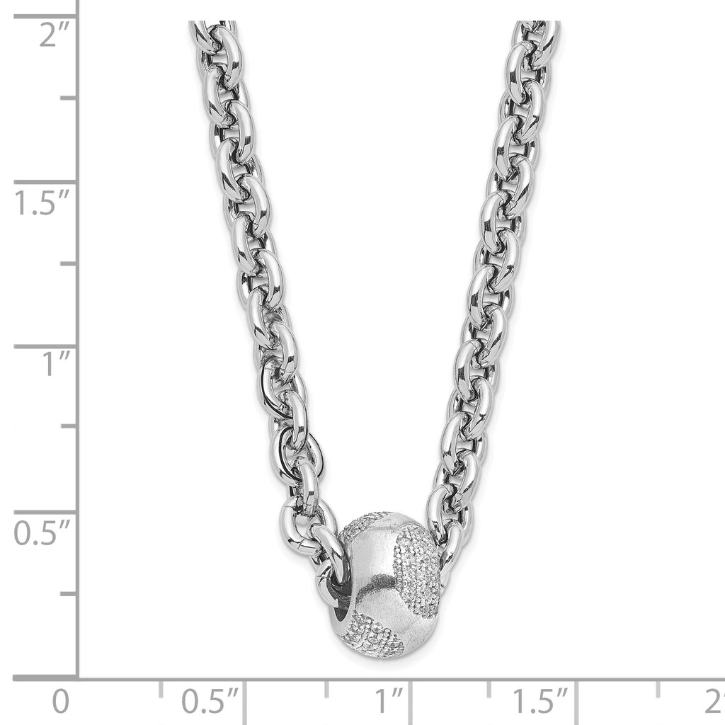 Sterling Silver 925 Polished CZ Bead Necklace for Women Elegant and Modern
