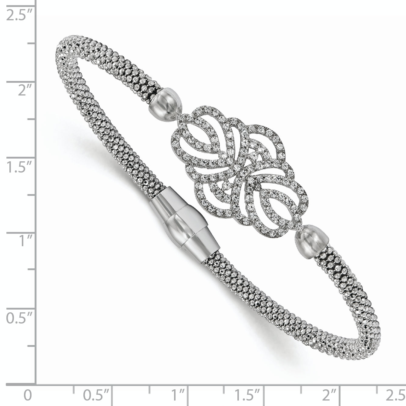 Sterling Silver Polished Textured CZ Bracelet Secondary image