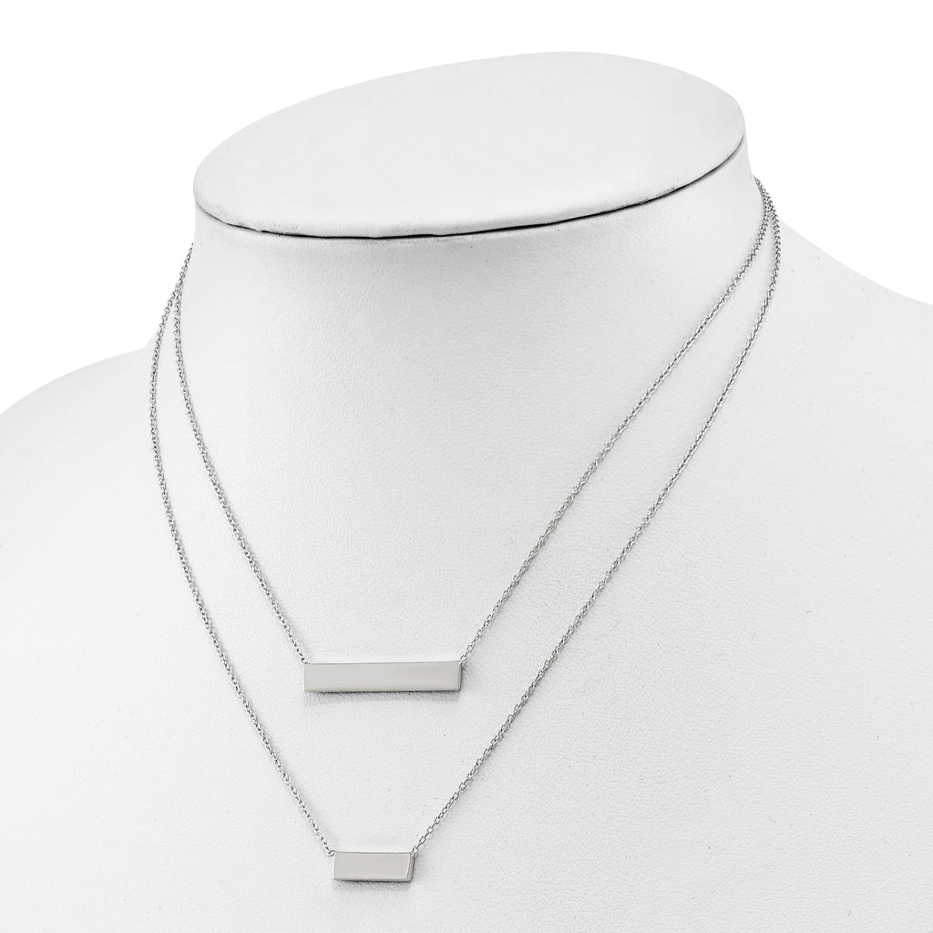 Polished Double Bar Necklace in Sterling Silver