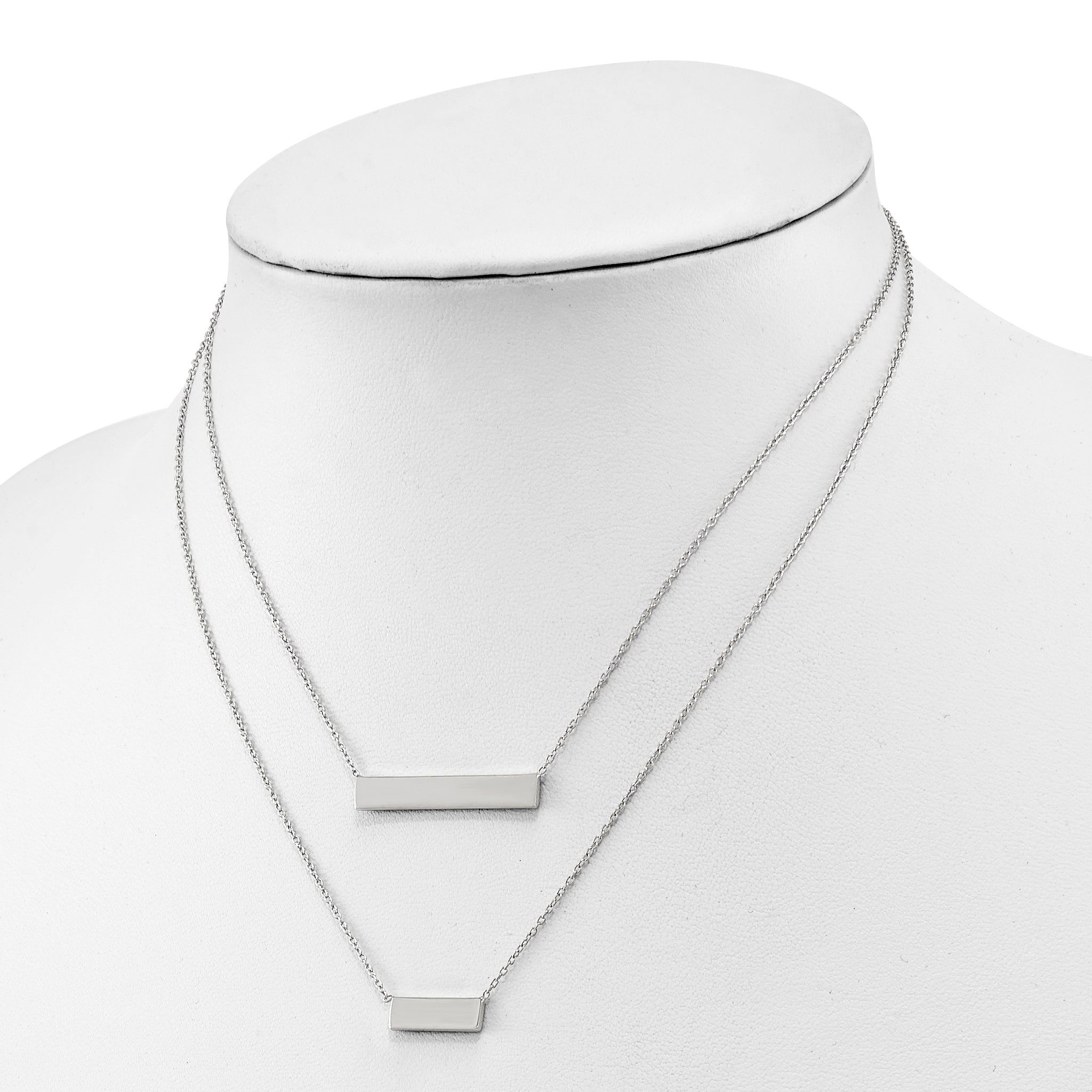 Polished Double Bar Necklace in Sterling Silver