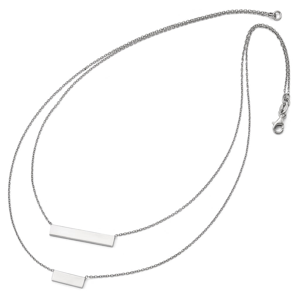 Polished Double Bar Necklace in Sterling Silver
