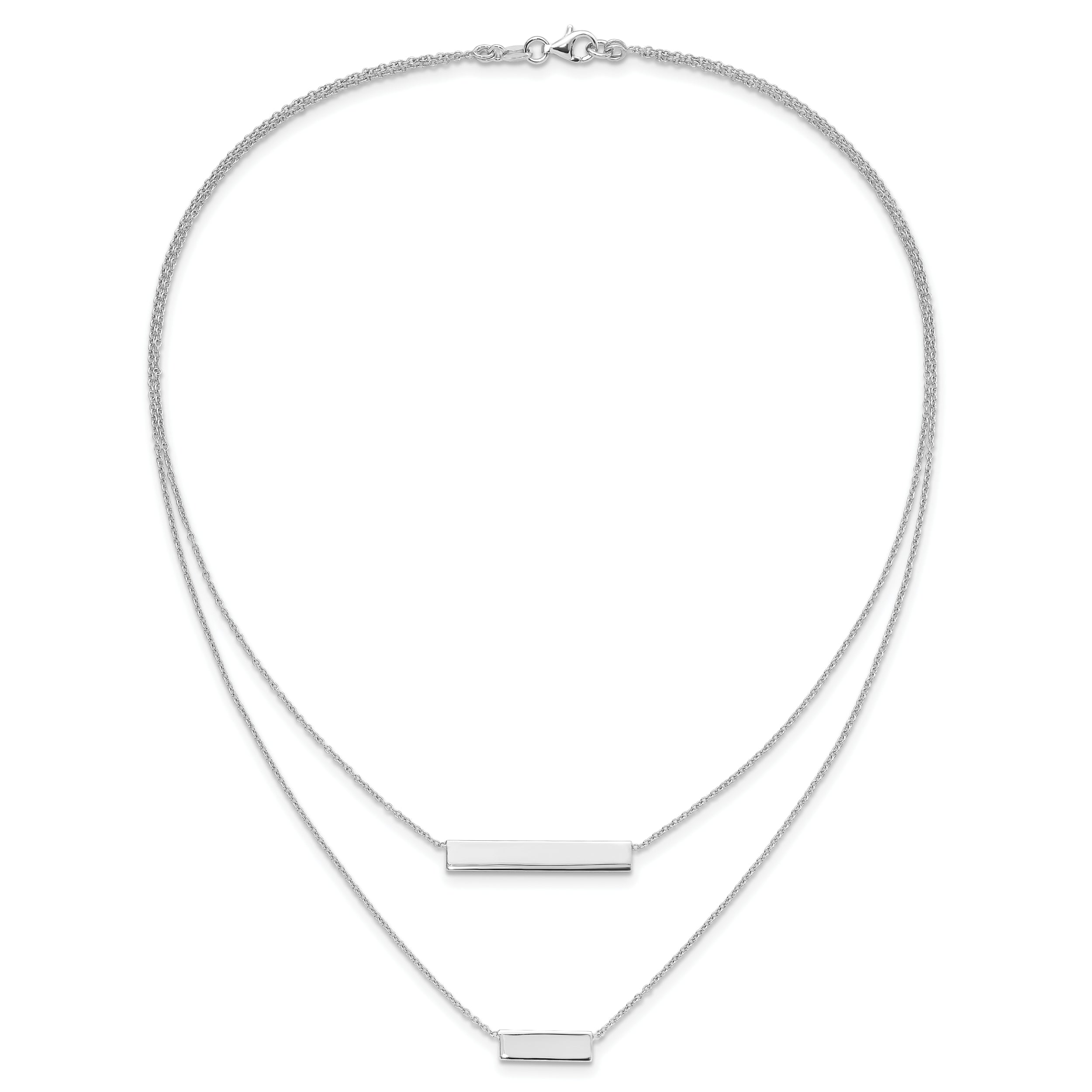 Sterling Silver 925 Double Bar Necklace with Polished Elegant Finish