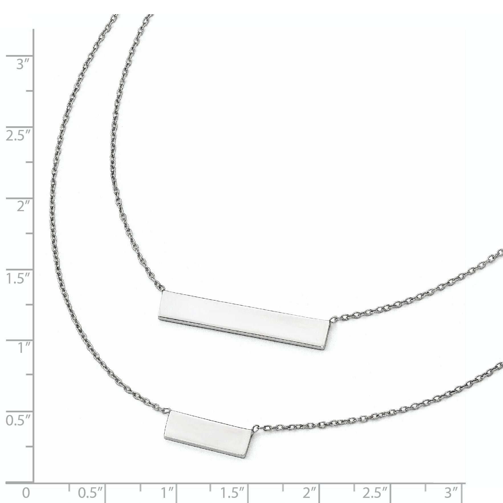 Sterling Silver 925 Double Bar Necklace with Polished Elegant Finish