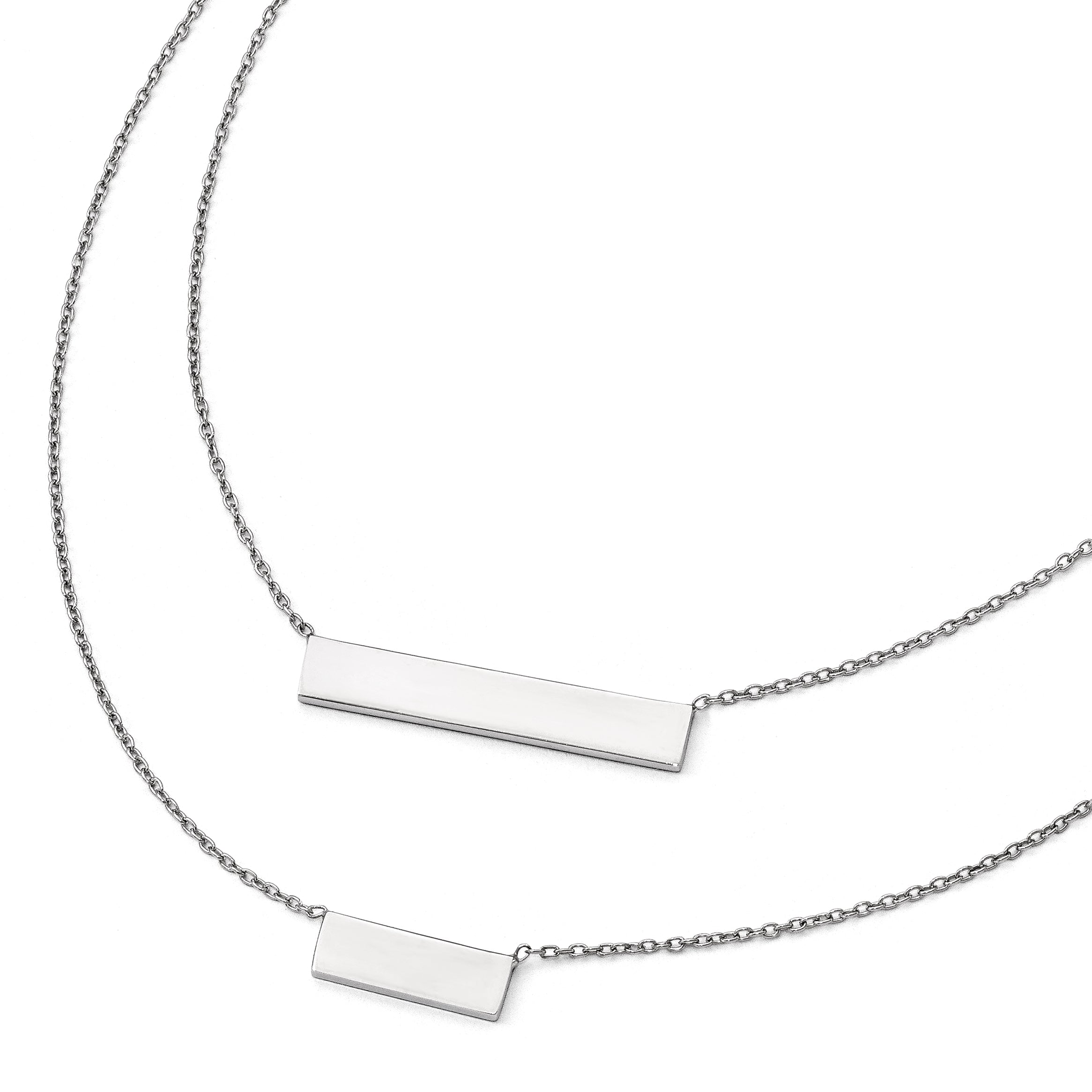 Sterling Silver RH-plated Polished Double Bar Necklace Main image