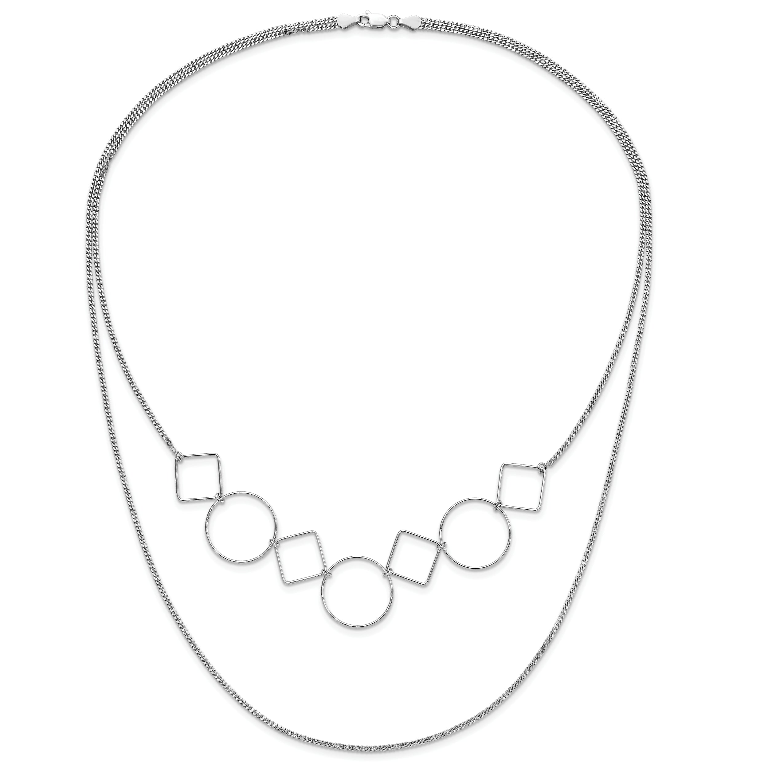Sophia Jewelers Sterling Silver Double-Strand Curb Necklace Polished Elegance