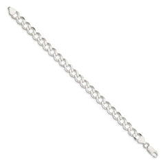 Sterling Silver 8.1mm Semi-solid Flat Curb Chain