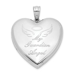 Sterling Silver Rhodium-plated Guardian Angel Ash Holder Heart Locket