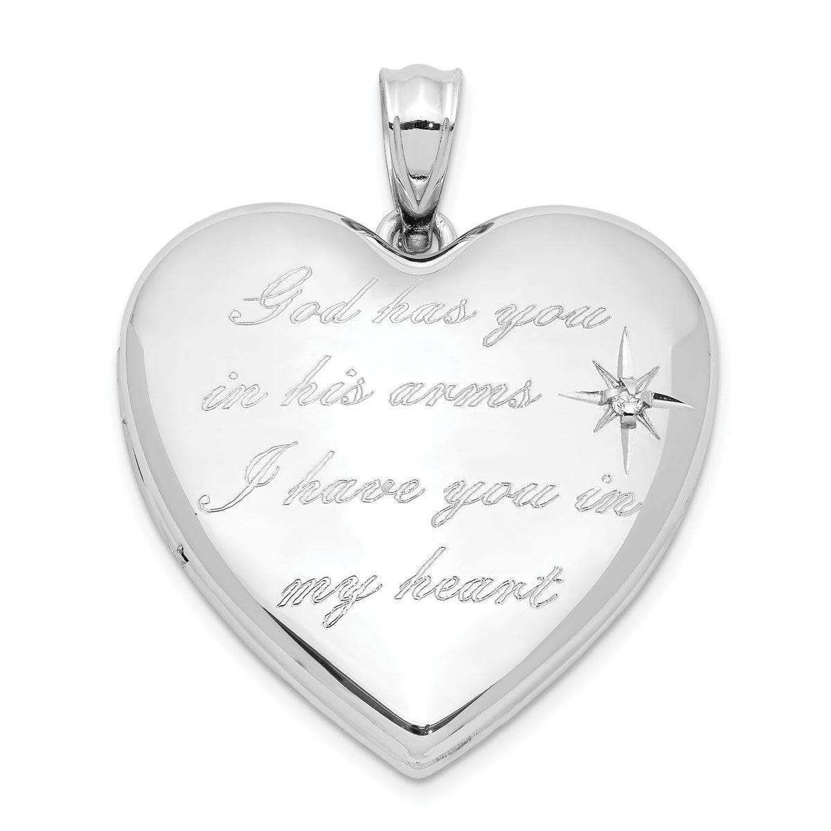 Diamond Heart Ash Holder Locket in Sterling Silver, 30mm (0.01 ct. tw.) - Sophia Jewelers Main image