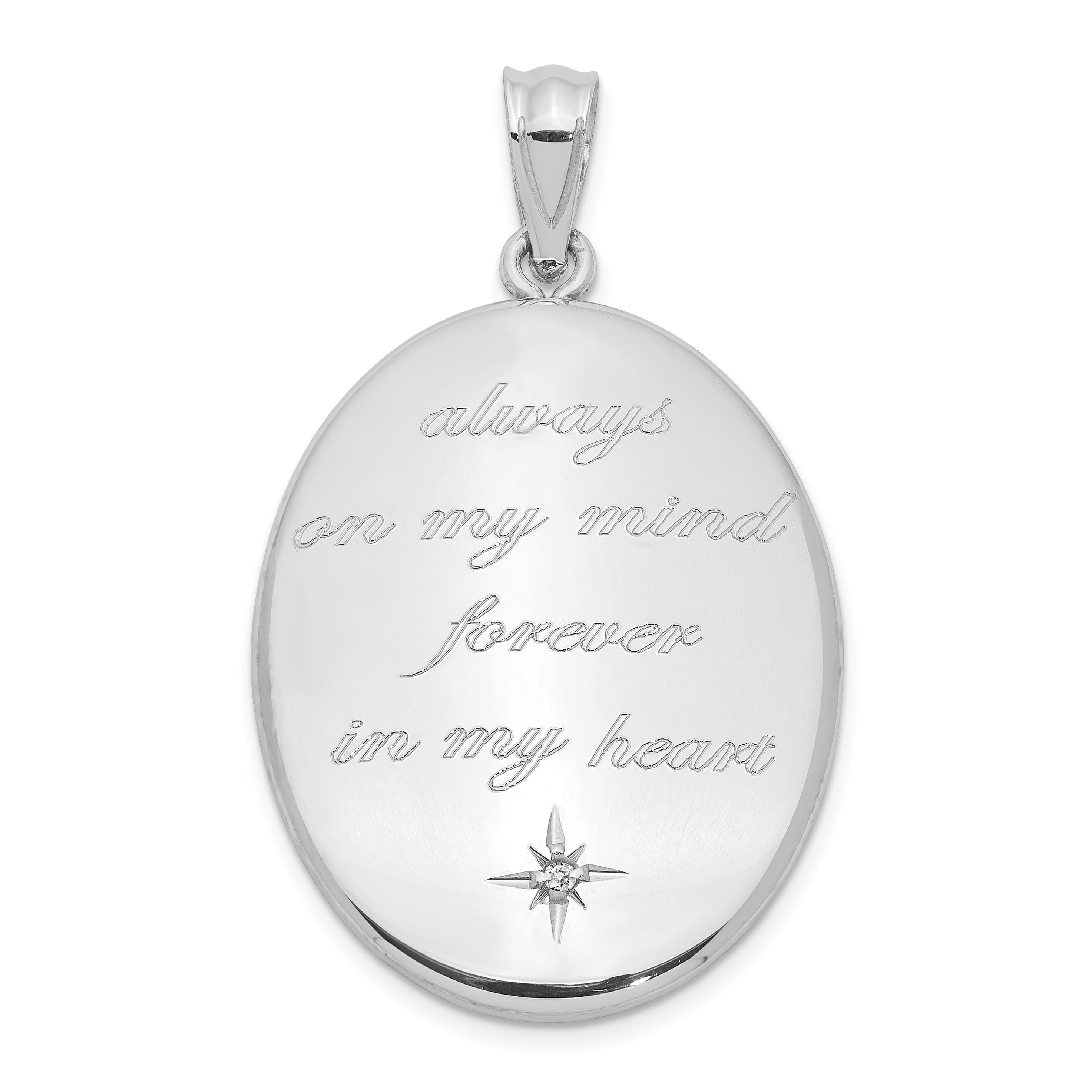 Sterling Silver Rhodium-plated Always On My Mind Diamond Star Oval Open Loc Main image