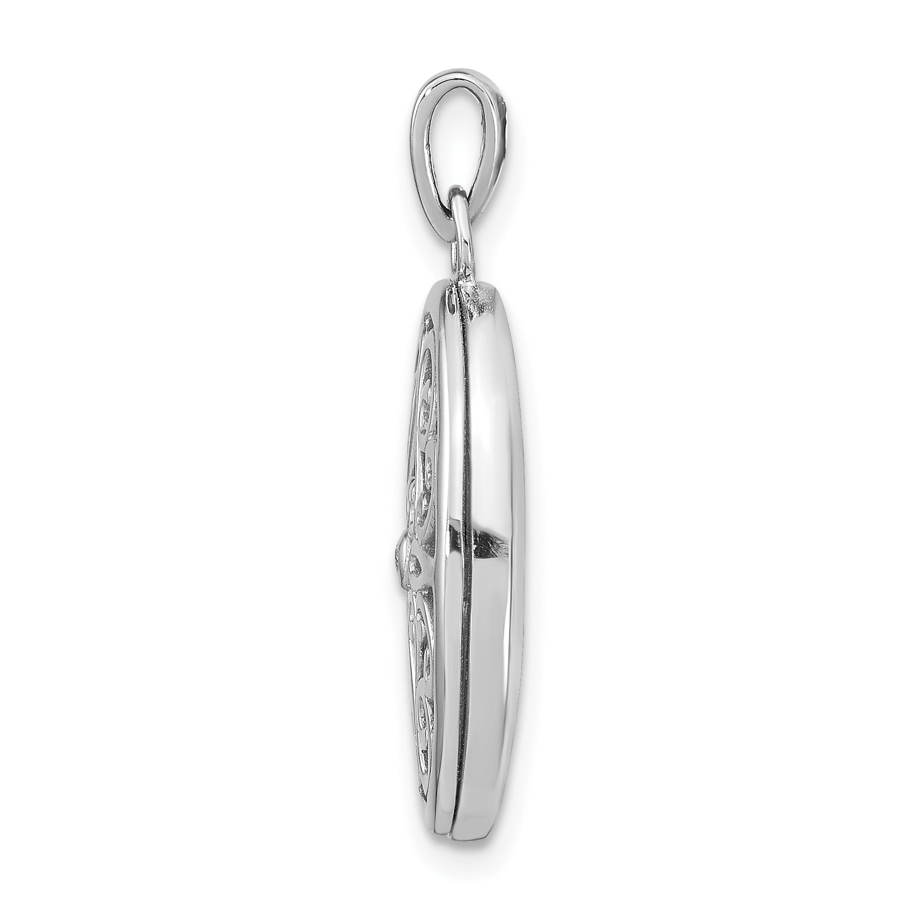 Sterling Silver Rhodium-plated Diamond Accent Filigree Oval 22mm Locket Secondary image