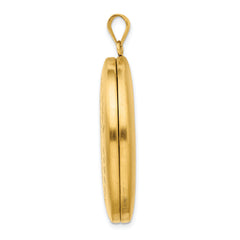 1/20 Gold Filled 34mm Polished/Satin Leaf Border 2-Frame Oval Locket