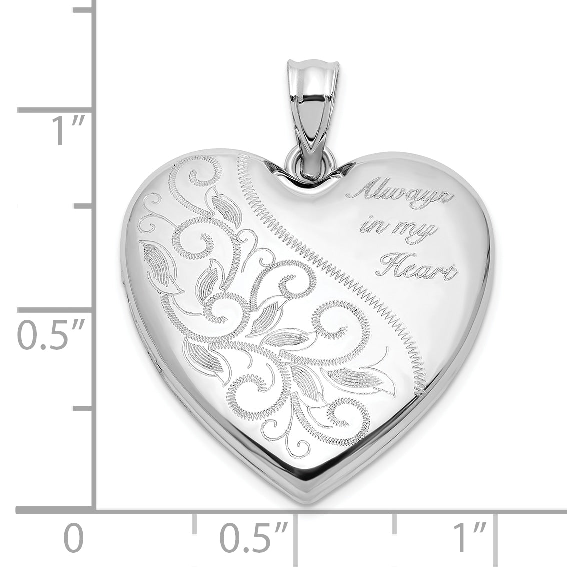 Sterling Silver Rh-plated Filigree Always In My Heart 24mm Heart Locket