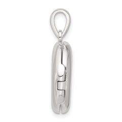 Sterling Silver E-coated CZ 19mm Round Locket