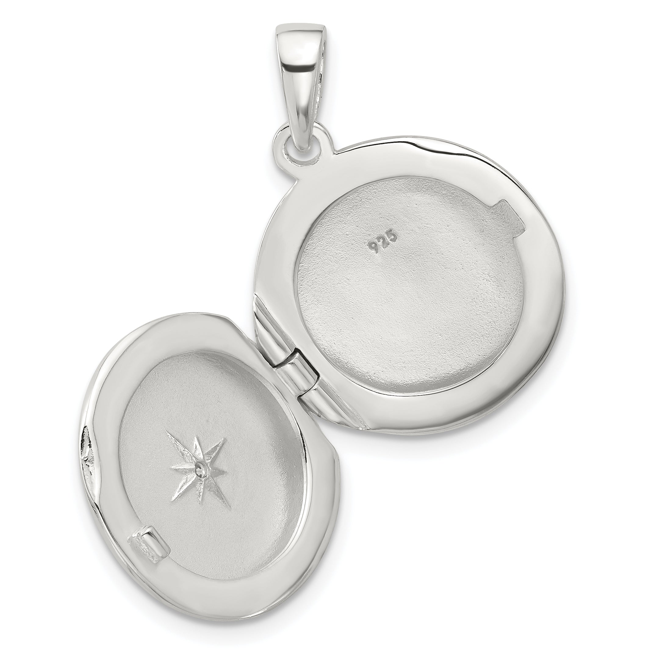 Sterling Silver E-coated CZ 19mm Round Locket