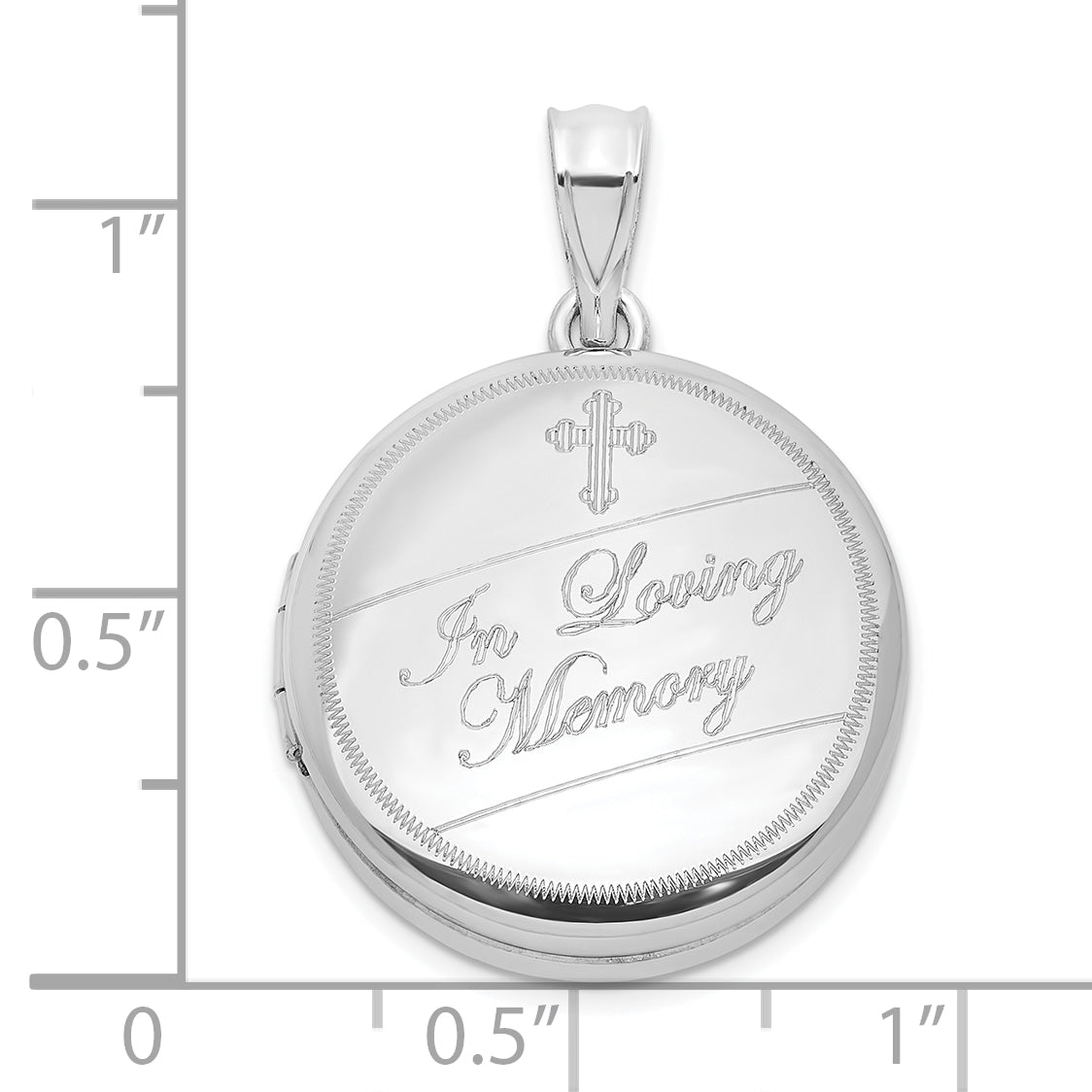 Sterling Silver RH-plated IN LOVING MEMORY 20mm Ash Holder Locket