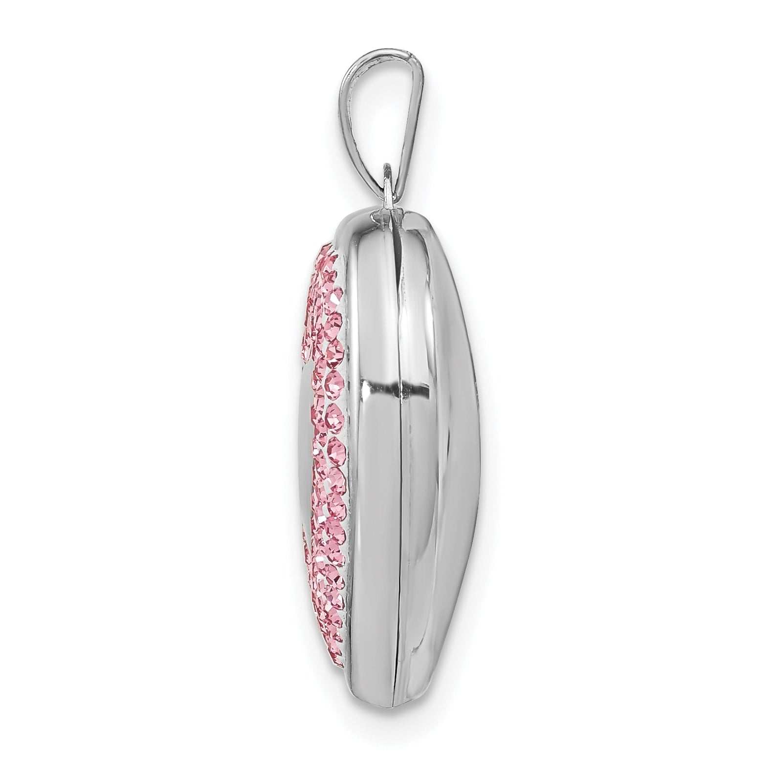 Sterling Silver Rhodium-plated 18mm Pink Preciosa Crystal Heart Locket Secondary image