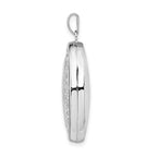Sterling Silver Rhodium-plated Oval Cross Locket