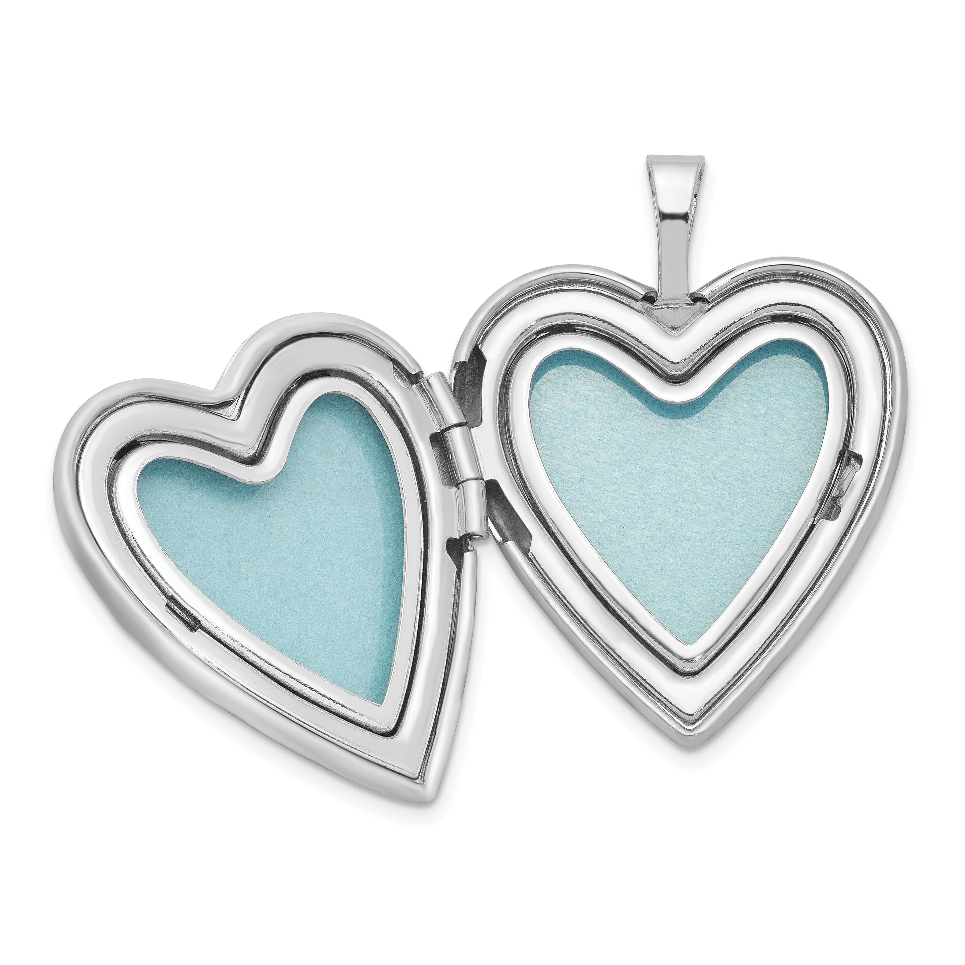 Sterling Silver RH-plated 20mm Enamel Butterflies Heart Locket Necklace - 18